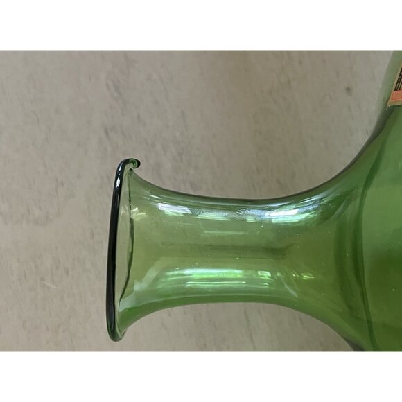 Vintage Peedee Green Glass Decanter Italy Hand Blown Glass MCM Original Stopper - Picture 4 of 11